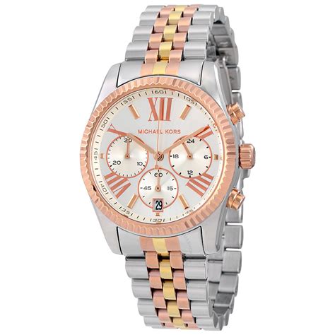 michael kors ladies two tone chronograph watch mk5735|Michael Kors Lexington Chronograph Silver Dial Tri.